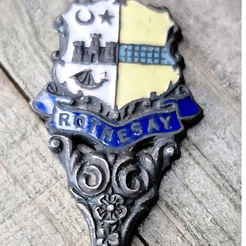 Vintage Rothesay Scotland Souvenir Spoon Enamel Coat of Arms‎ Crest Antique